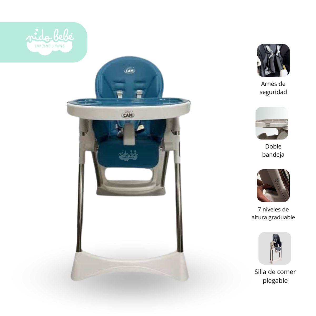 GENERICO - Silla de Comer plegable para bebe modelo Cassie color azul