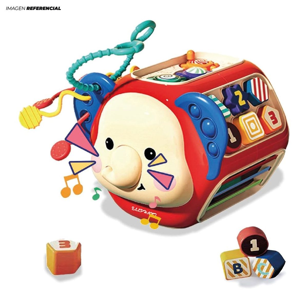 GENERICO - Elefante Didáctico Multifuncional con sonido y Luz 12 en 1