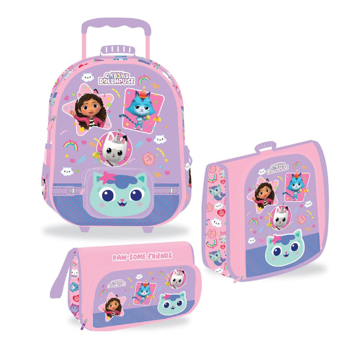 CHILDRENS CLUB - Set Maleta Lonchera Cartuchera Oficio Gabbys Dollhouse