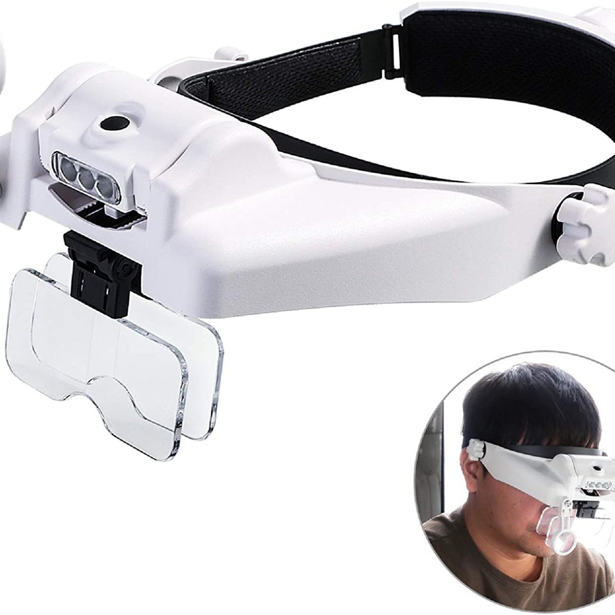 GENERICO - Visera De Cabeza Lupa Con Luz Led + 5 Lentes