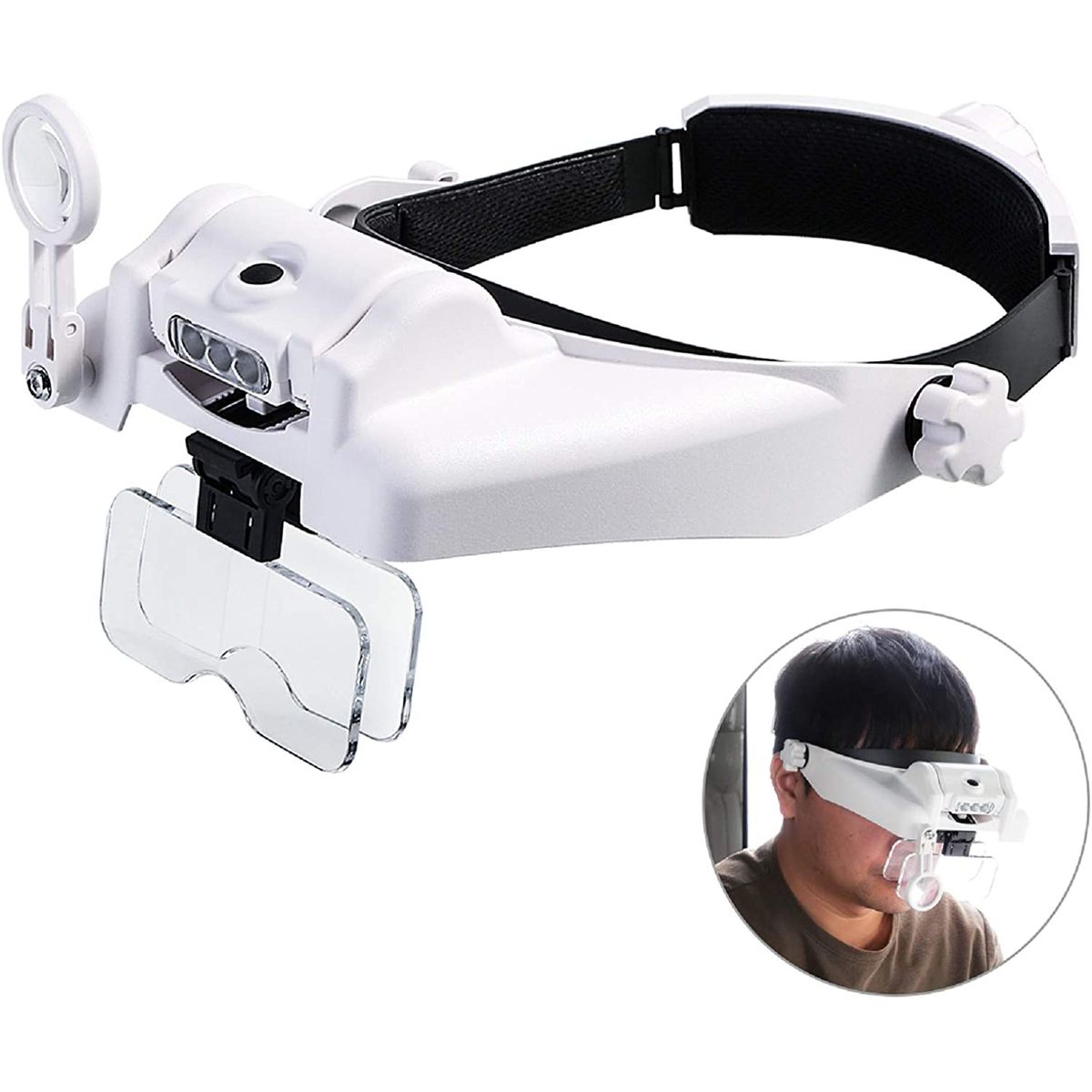 GENERICO - Visera De Cabeza Lupa Con Luz Led + 5 Lentes