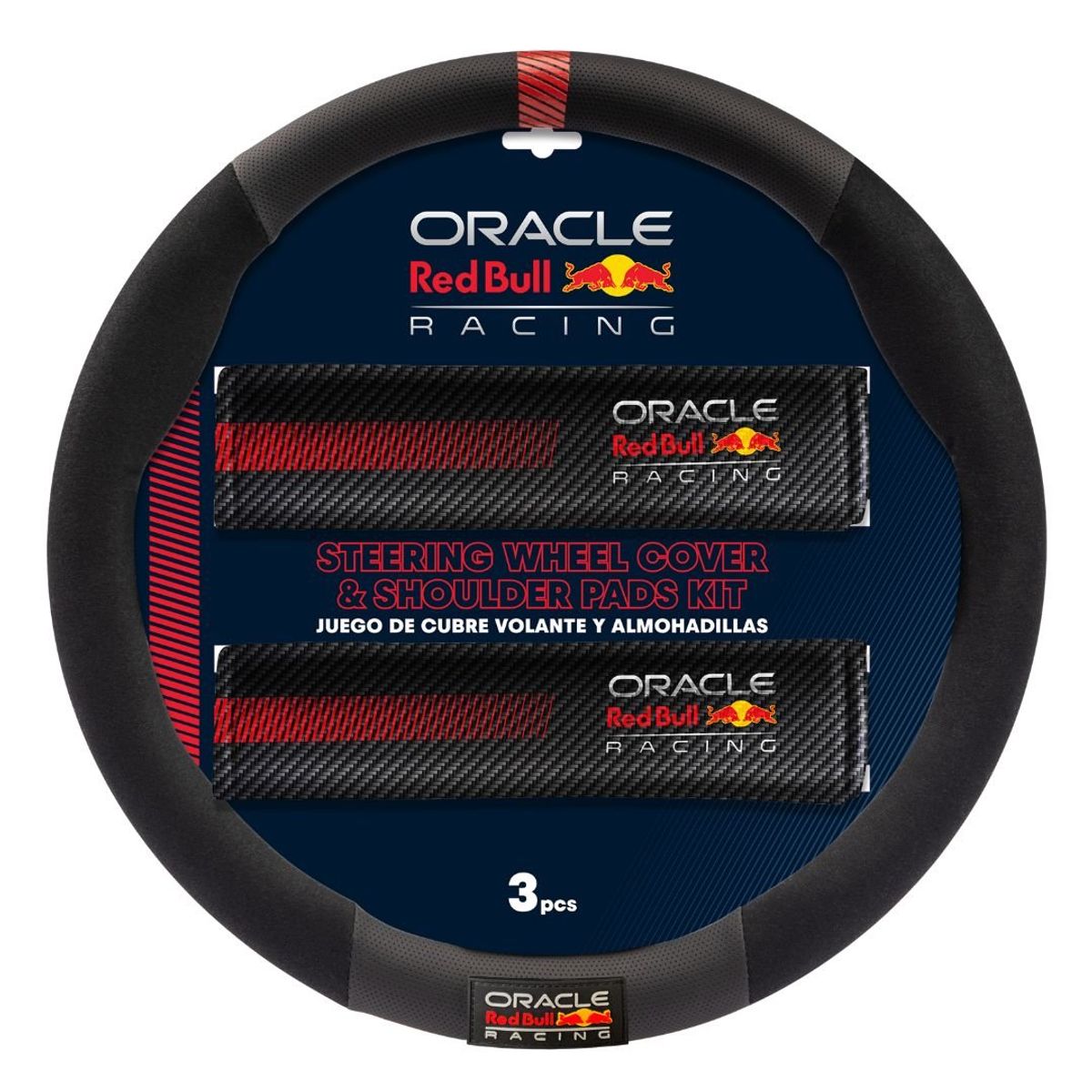 RED BULL - Cubre Volante + Hombreras Red Bull Racing 01 Negro Rojo Auto