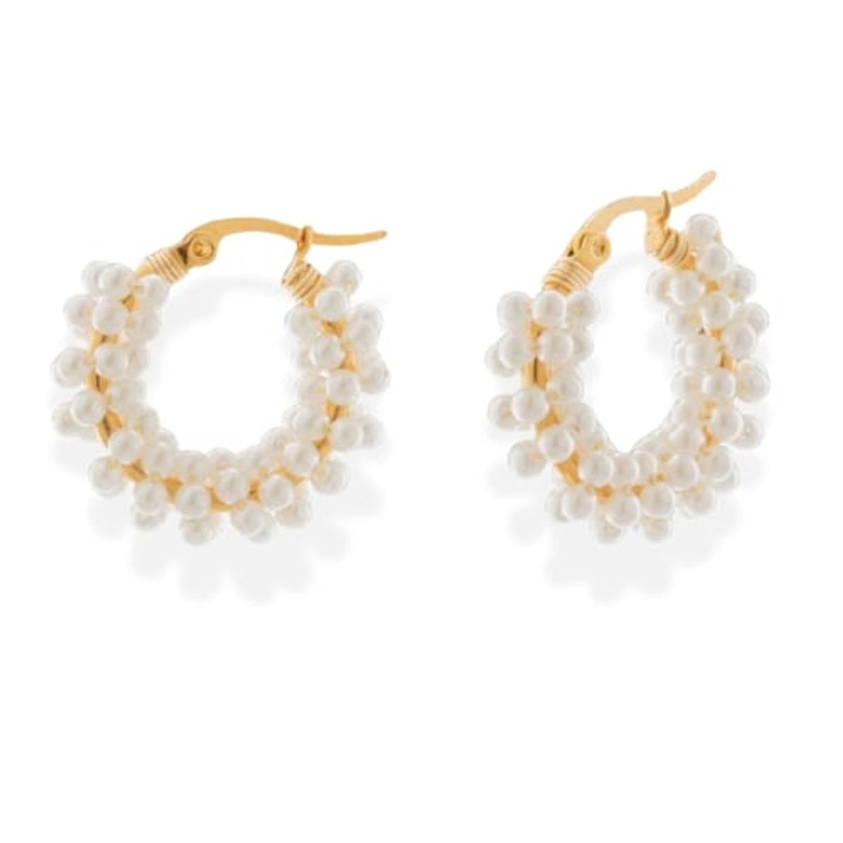 GENERICO - Aretes Argolla Tejida Moda Perlas pequeñas Abundancia