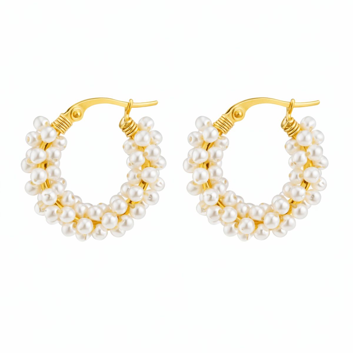 GENERICO - Aretes Argolla Tejida Moda Perlas pequeñas Abundancia