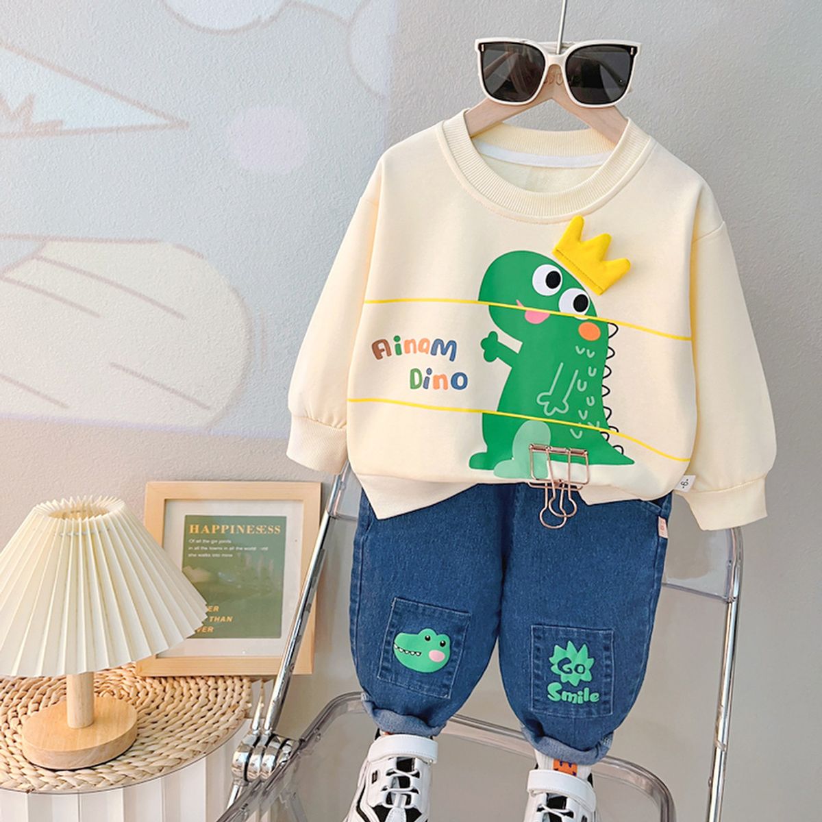 GENERICO - ROPA  PARA NIÑO DRAGON CREMA - 2 PIEZAS