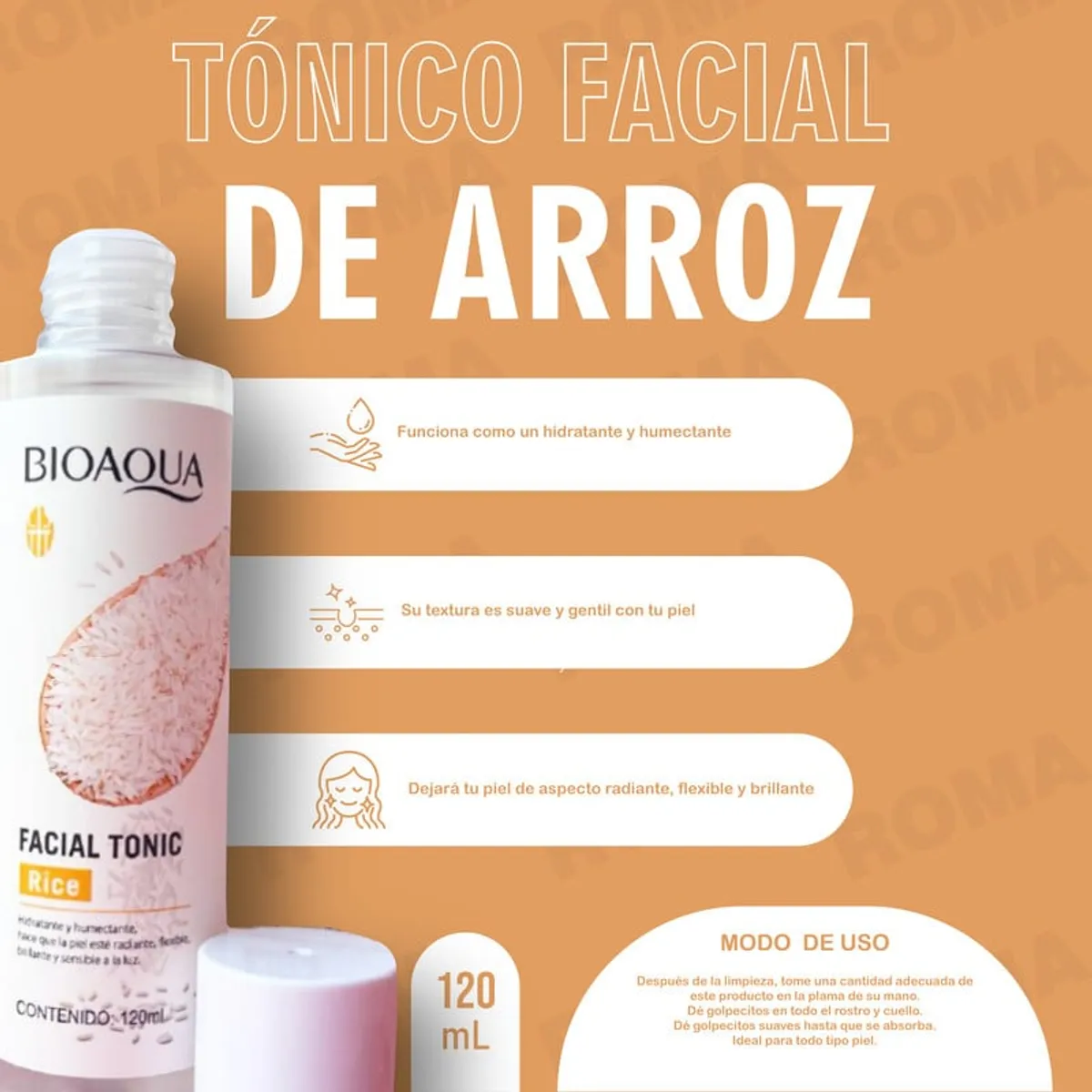 BIOAQUA - TÓNICO FACIAL DE ARROZ 120 ML BIOAQUA