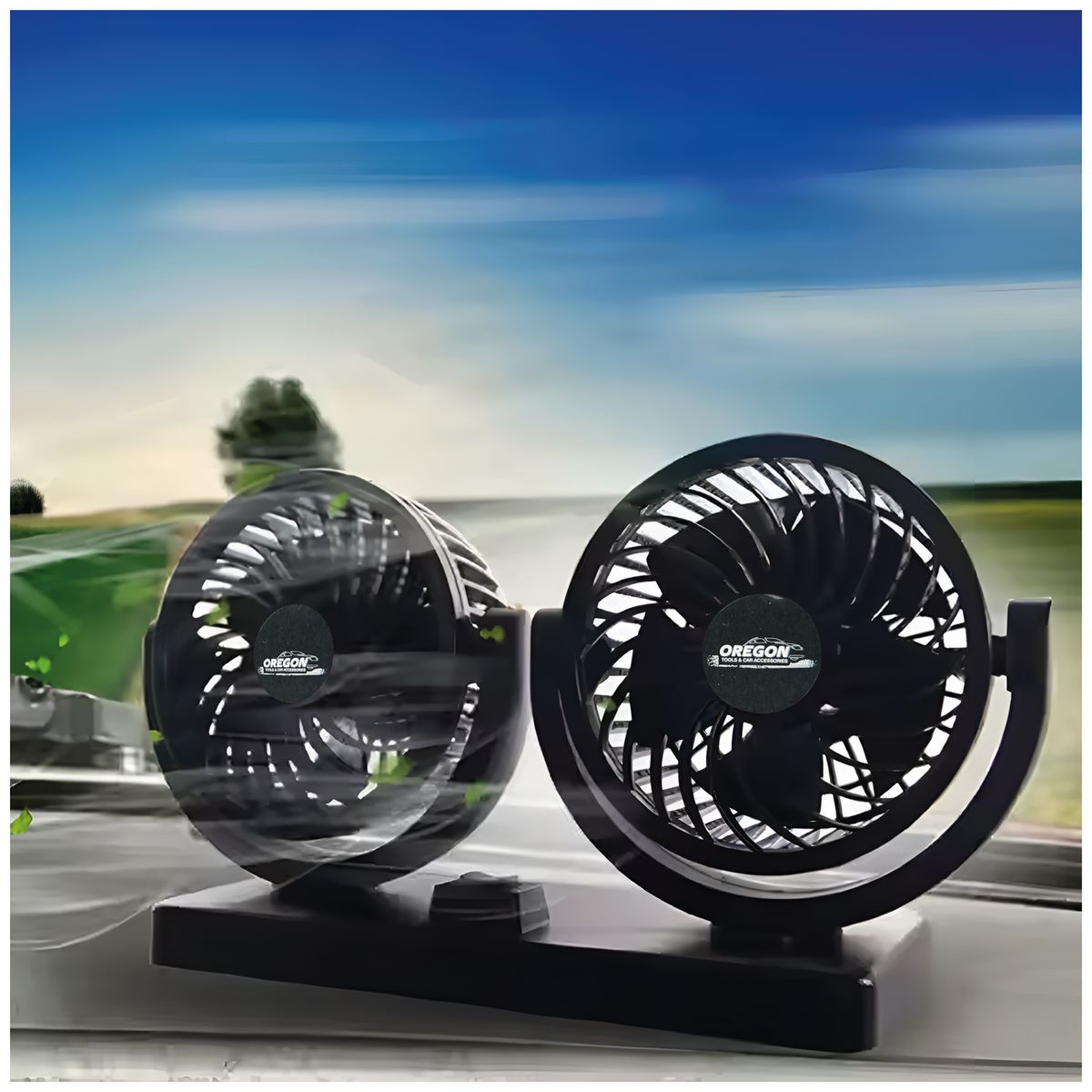 JEF - Ventilador Para Auto Doble Turbo Negro