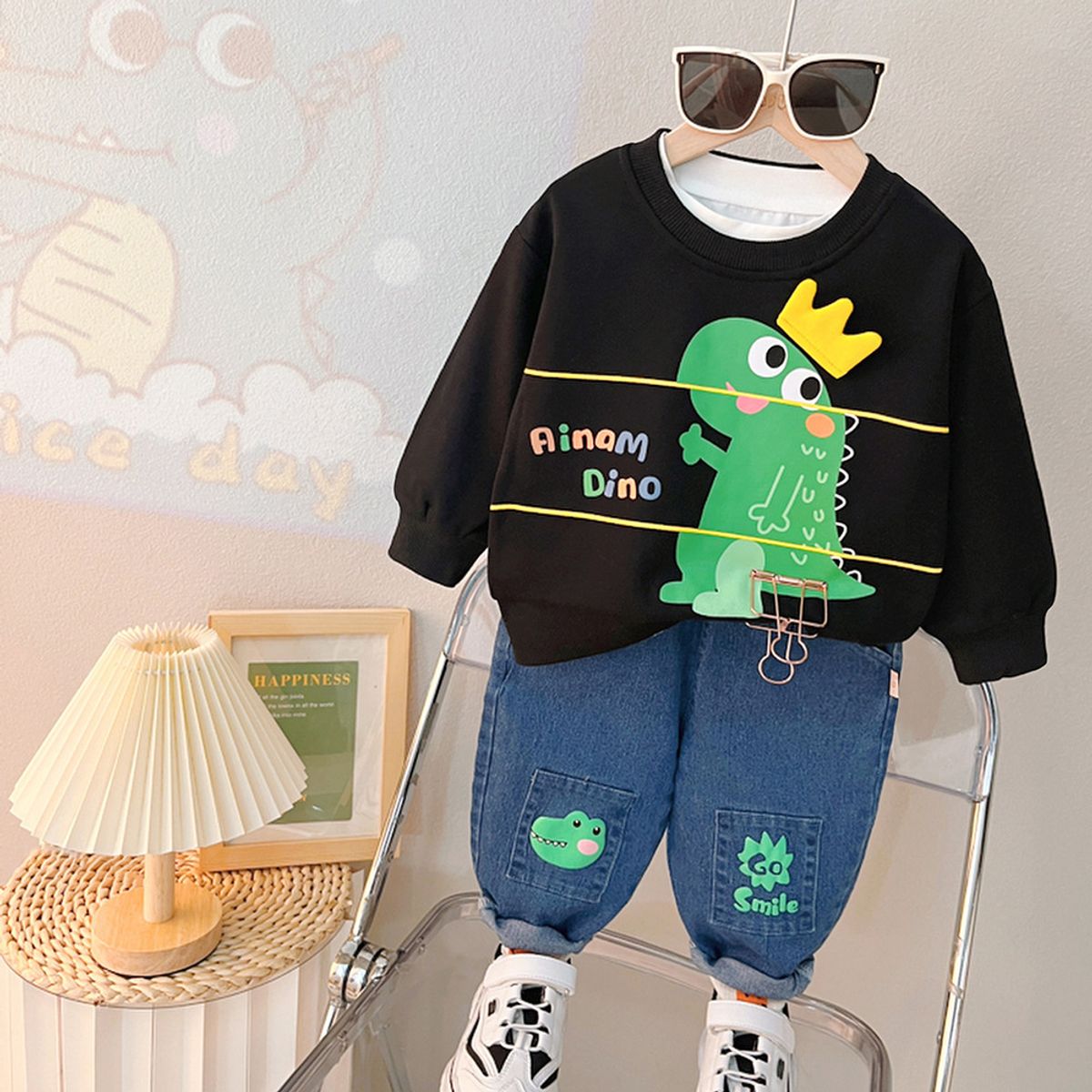 GENERICO - ROPA  PARA NIÑO DRAGON NEGRO - 2 PIEZAS