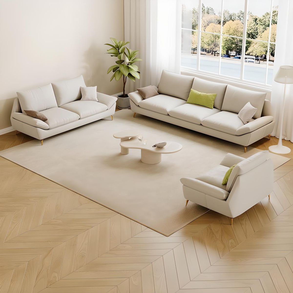 GENERICO - Juego de Sala 3-2-1 Cuerpos Wesley - Beige