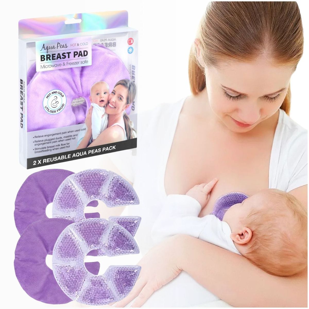 DAUER - Almohadillas de Gel para Lactancia Efecto Frío y Calor x2