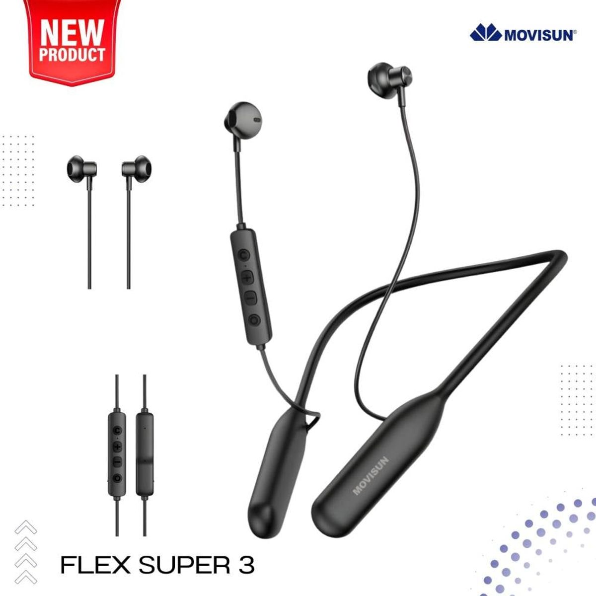 MOVISUN - Audifonos Inalambrico Depotivos Cuellera Movisun Flex Super 3 100 Horas
