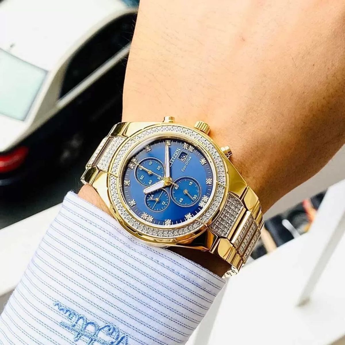 CITIZEN - Citizen Reloj Hombre 42mm Crystal Dorado Acero Inox Japones CA0752-58l