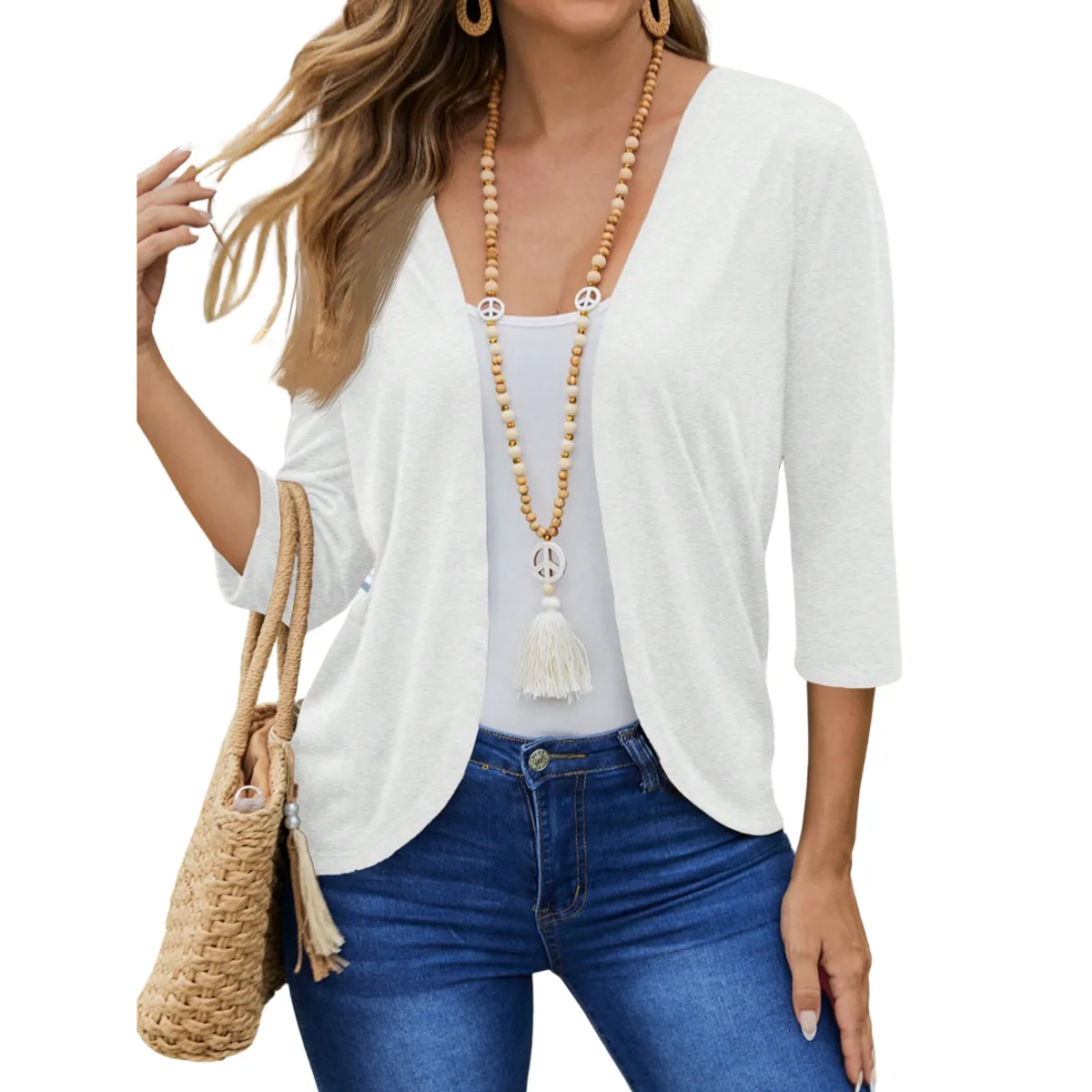 KAST PE - Cardigan para Mujer Elhois Blanco - Talla ML