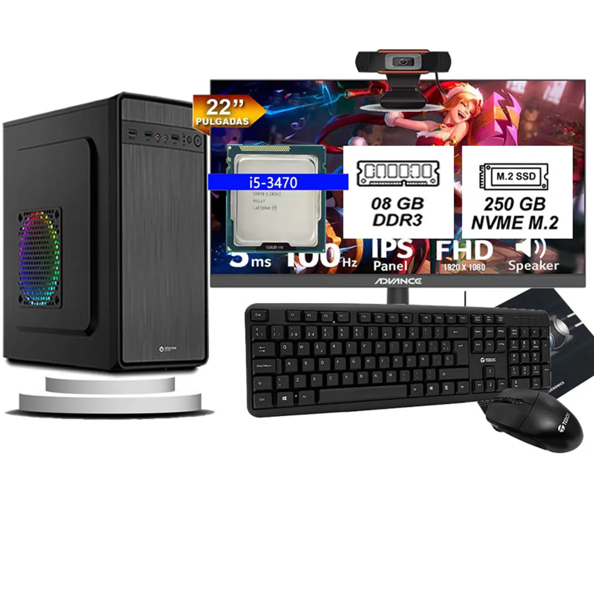 INTEL - Computadora Pc Intel Core i5 3470  Monitor 22 fhd' RAM 8GB SSD 256GB
