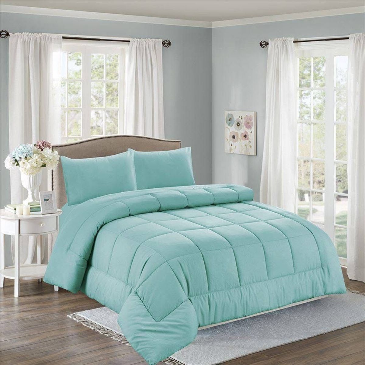 CASATEX - Edredón 2 plazas + Juego de sábanas 100% Algodón - 5 Piezas