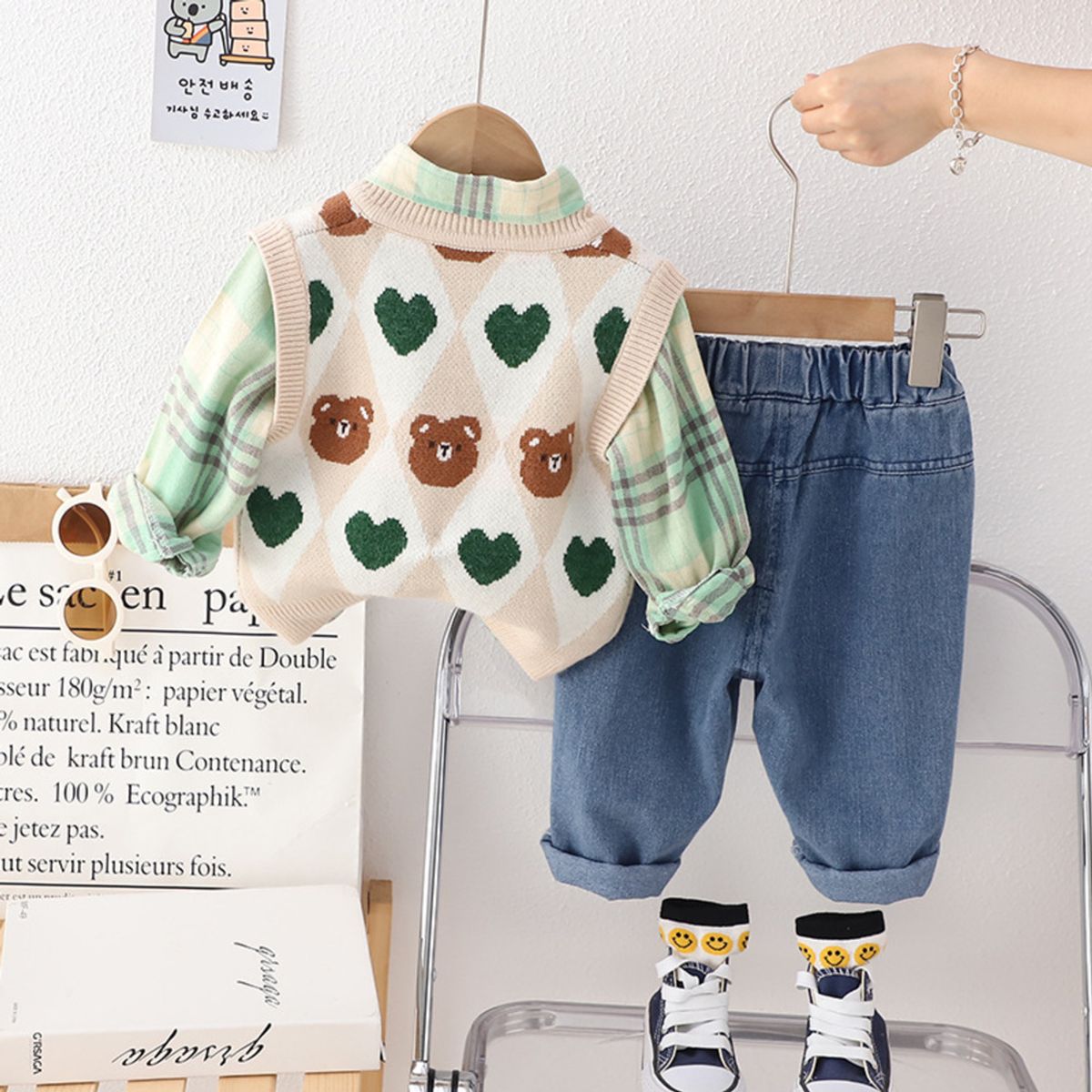 GENERICO - ROPA DE NIÑO DE OSITOS  3 PIEZAS - (CHALECO,CAMISA,PANTALON )