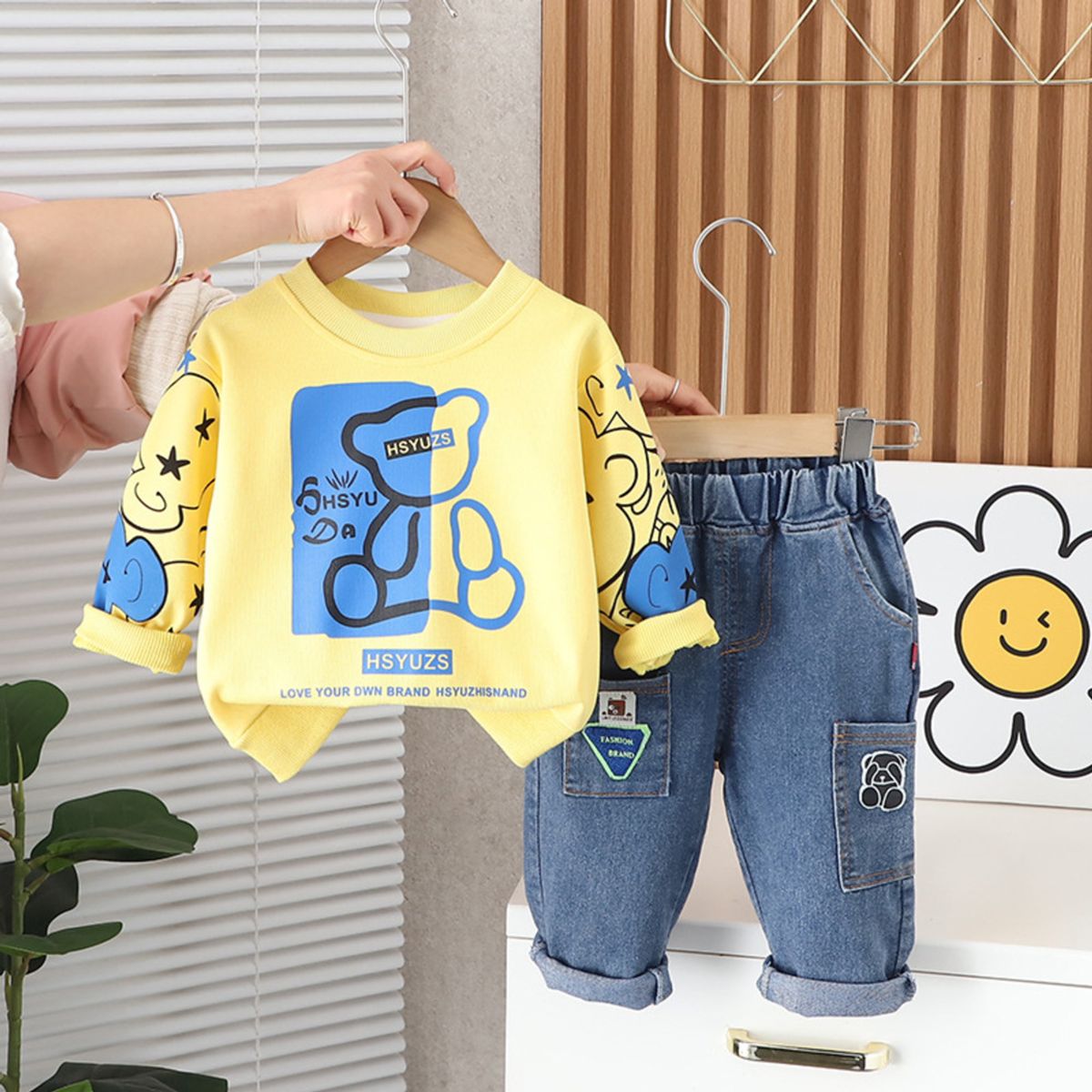 GENERICO - ROPA  PARA NIÑO OSO AMARILLO - 2 PIEZAS