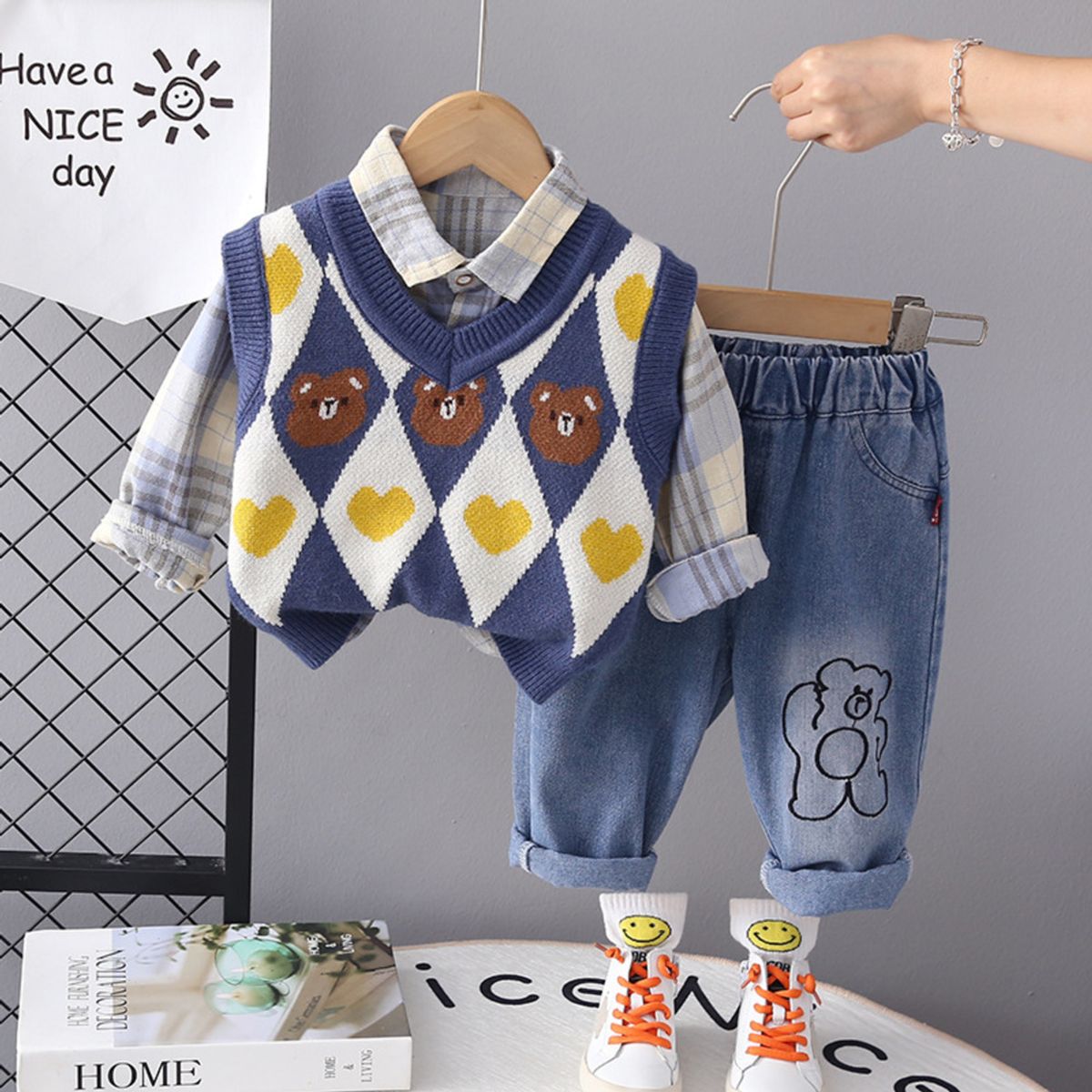 GENERICO - ROPA  PARA NIÑO  AZUL-3 PIEZAS