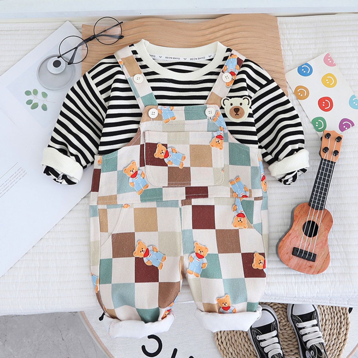 GENERICO - JUMPER DE NIÑO DE CUADRITOS  -  2 PIEZAS