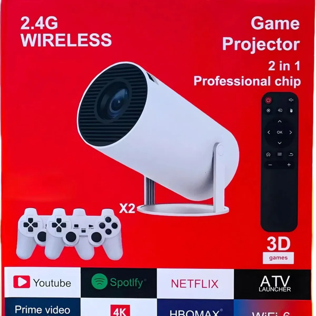 OEM - Proyector 4K UHD Con Juegos y Mandos De Control Wifi