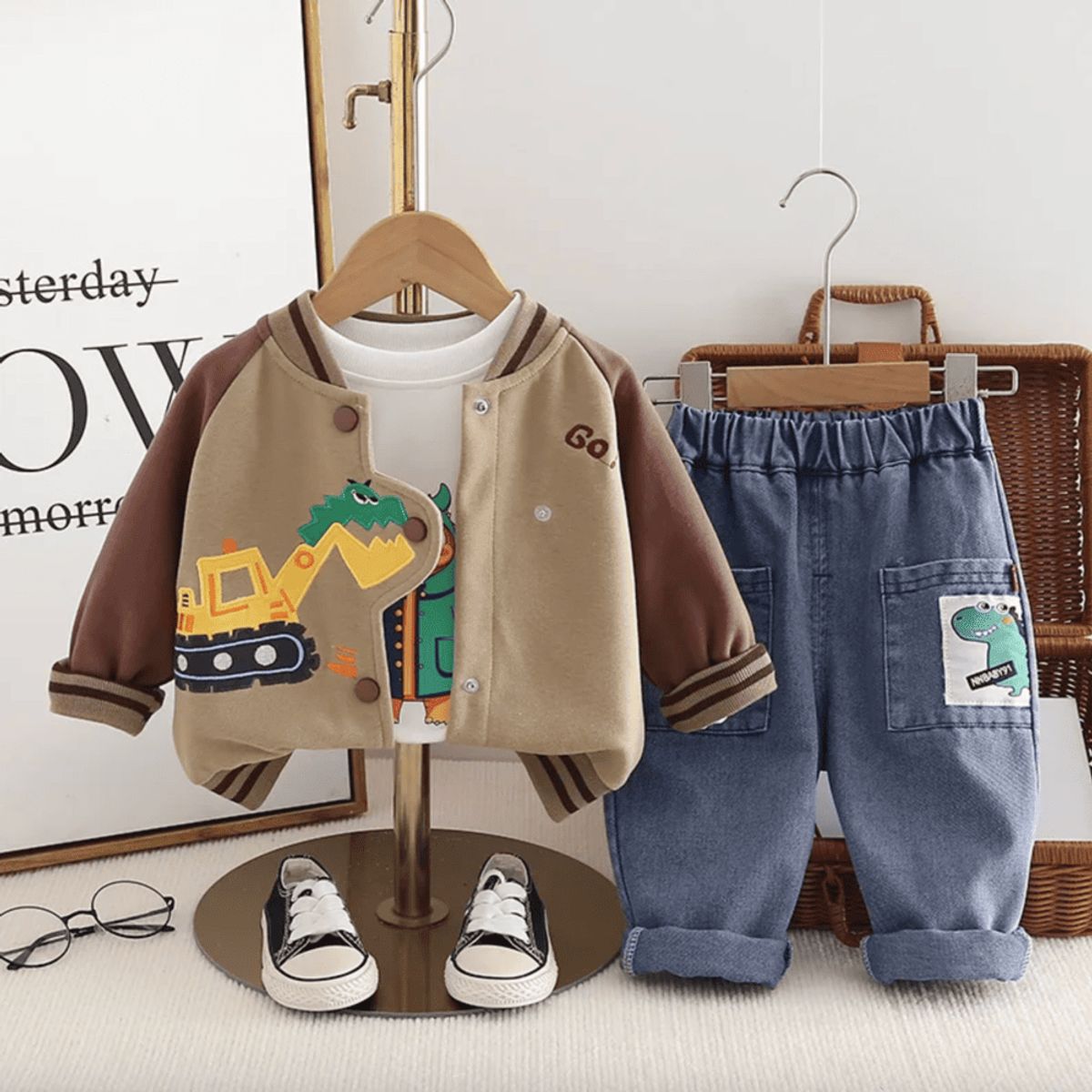 GENERICO - ROPA  CONJUNTO DE NIÑO BEBE DE CARRITOS DE 3 PIEZAS