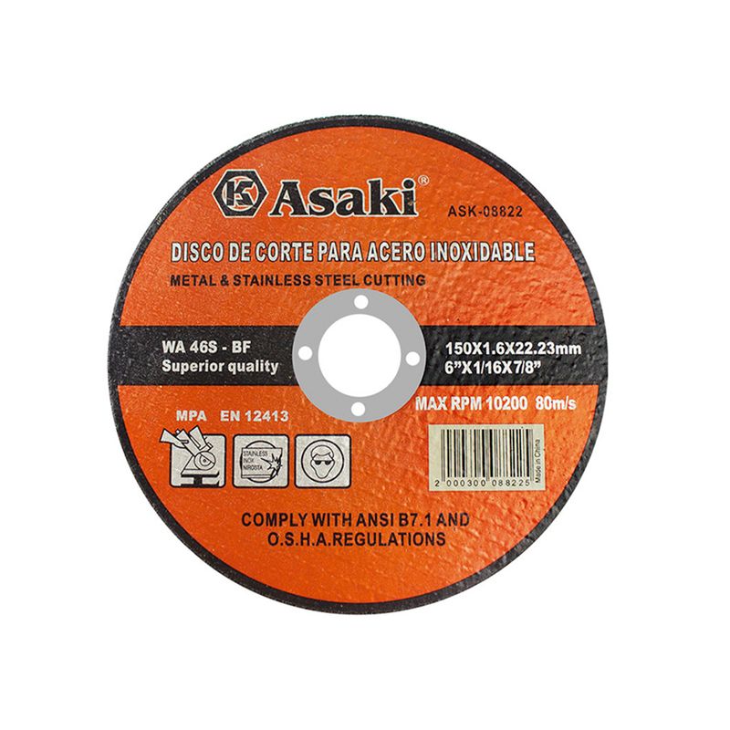 ASAKI - Disco de Corte Inox 6″ 150x1 6mm