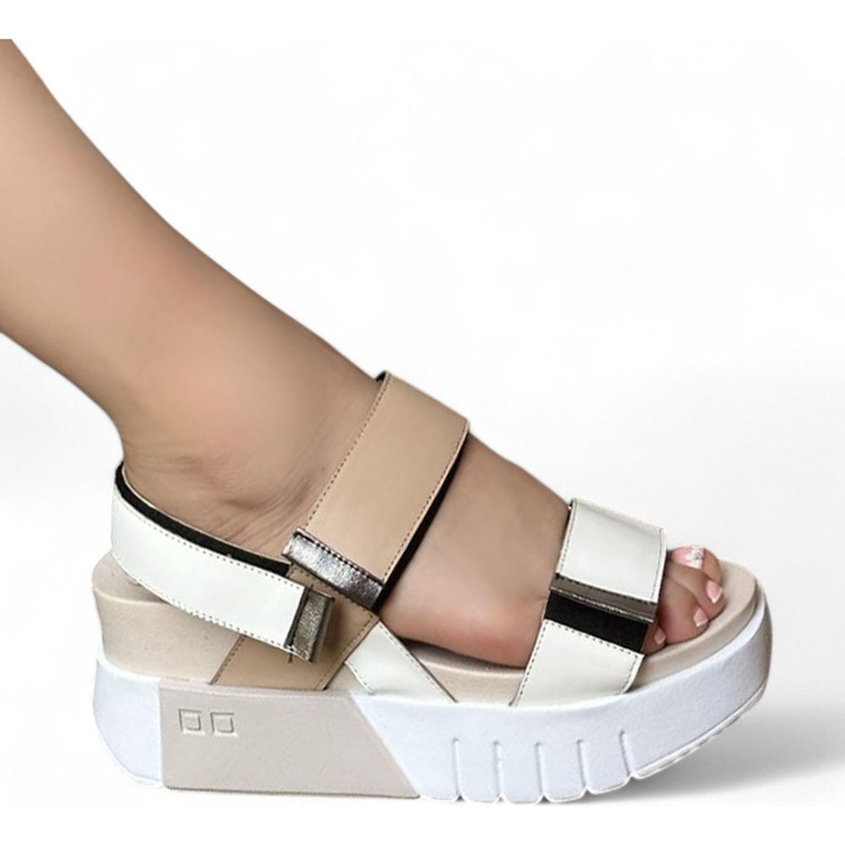 GENERICO - Sandalia Mujer Planta Spanzo Cuña 7 2086L-55 Color Beige