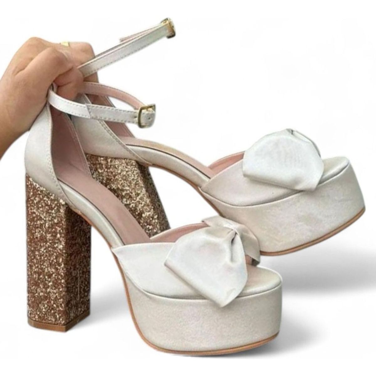 GENERICO - Sandalia Mujer Taco Brillo 124 2086L-75 Color Rosa