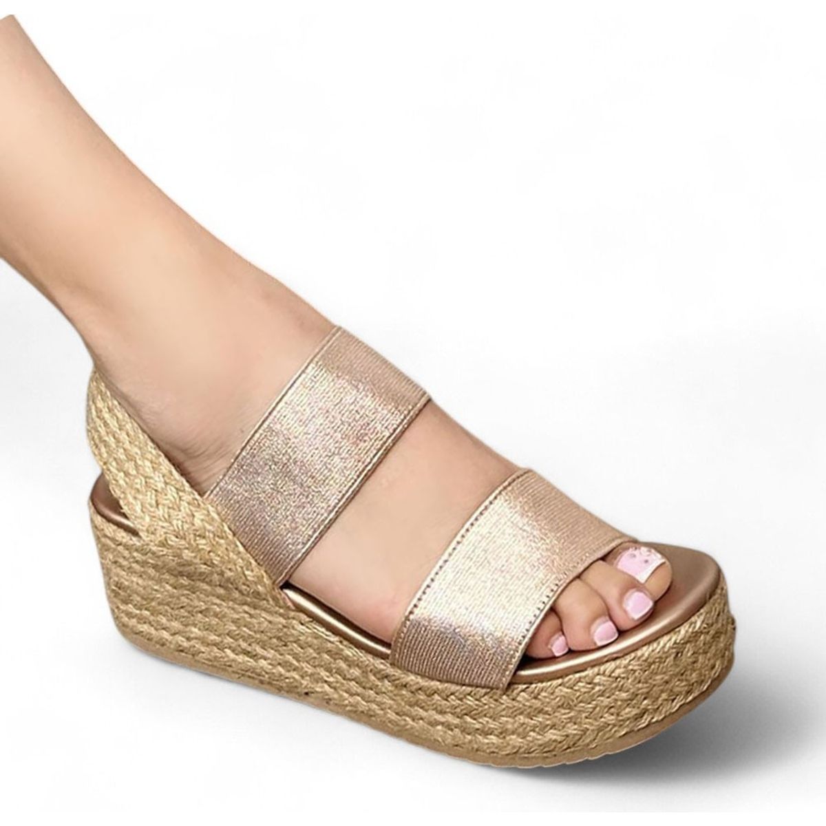 GENERICO - Sandalia Mujer Yute 2086L-50 Cuña 7 Dorado