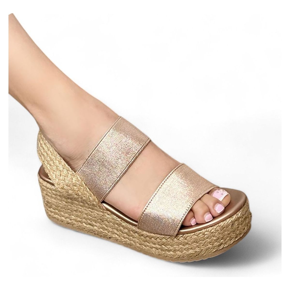 GENERICO - Sandalia Mujer Yute 2086L-50 Cuña 7 Dorado