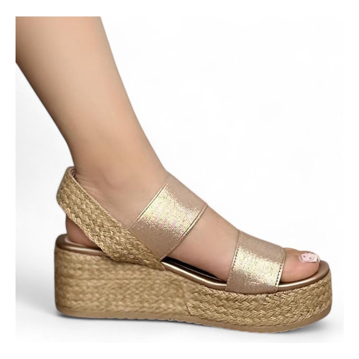 GENERICO - Sandalia Mujer Yute 2086L-50 Cuña 7 Dorado