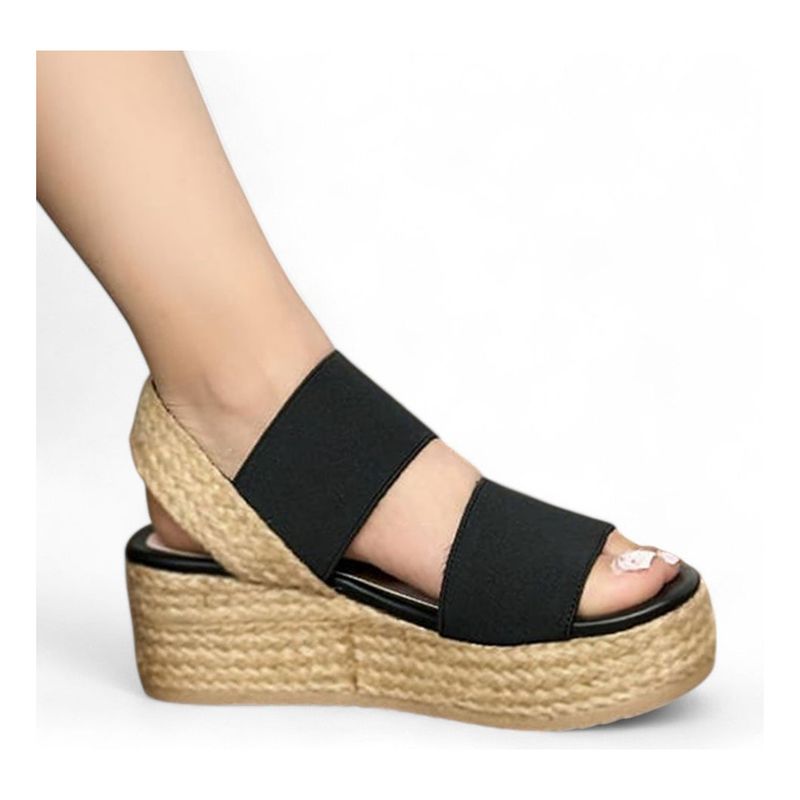 GENERICO - Sandalia Mujer Yute 2086L-50 Cuña 7 Negro