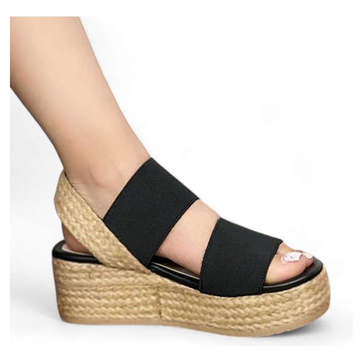 GENERICO - Sandalia Mujer Yute 2086L-50 Cuña 7 Negro