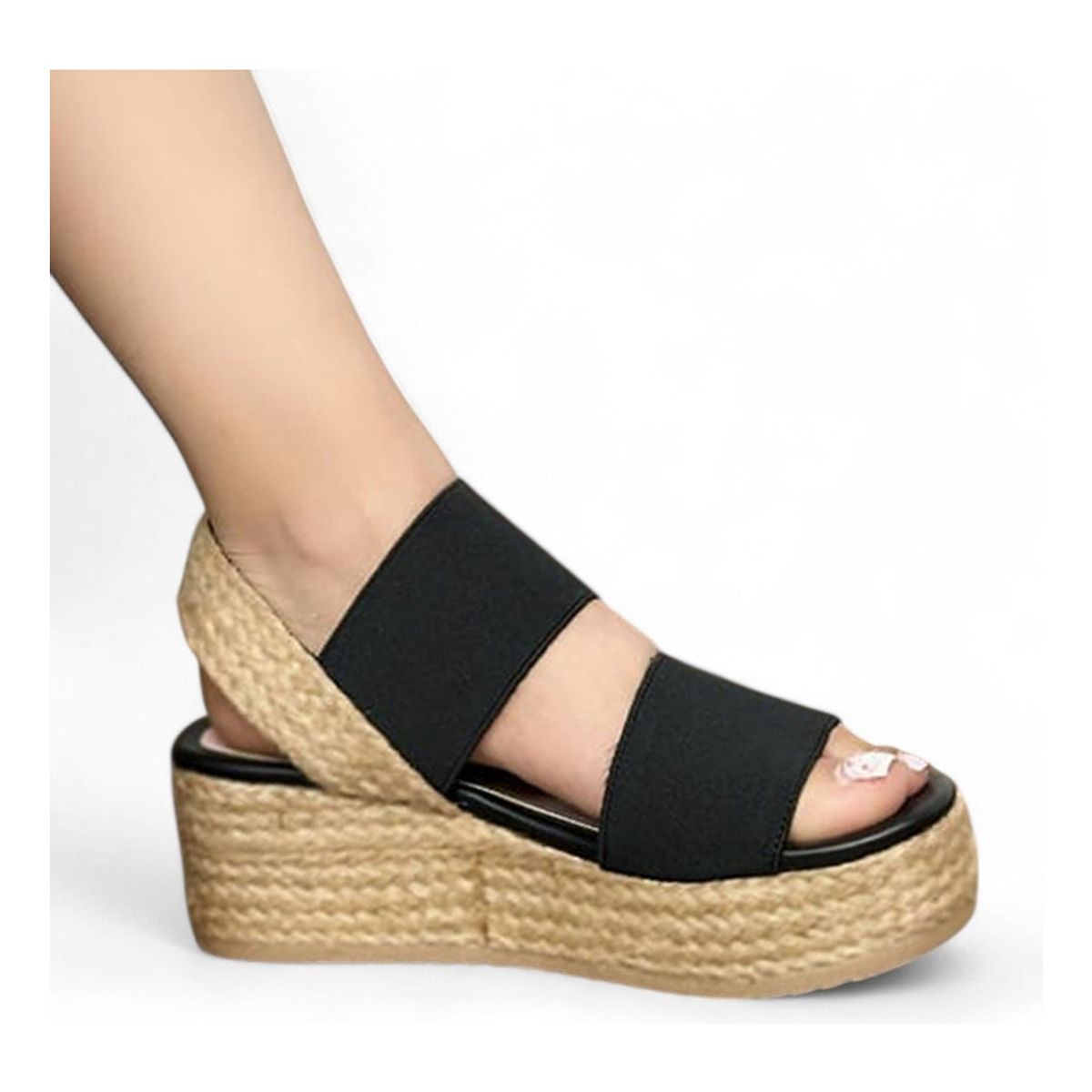 GENERICO - Sandalia Mujer Yute 2086L-50 Cuña 7 Negro