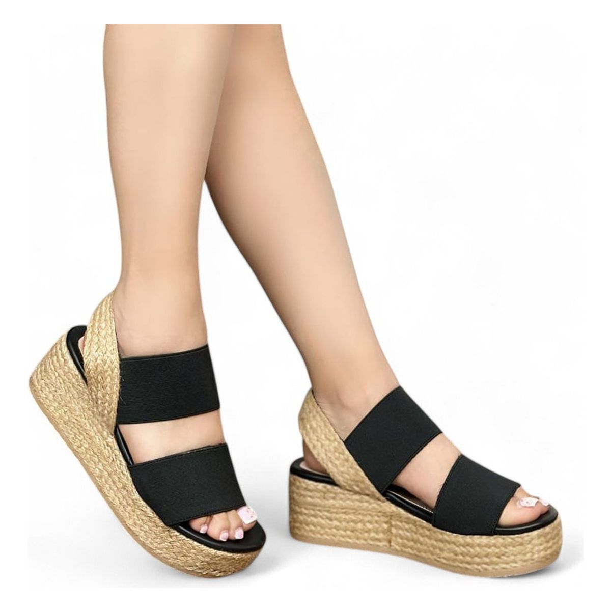 GENERICO - Sandalia Mujer Yute 2086L-50 Cuña 7 Negro