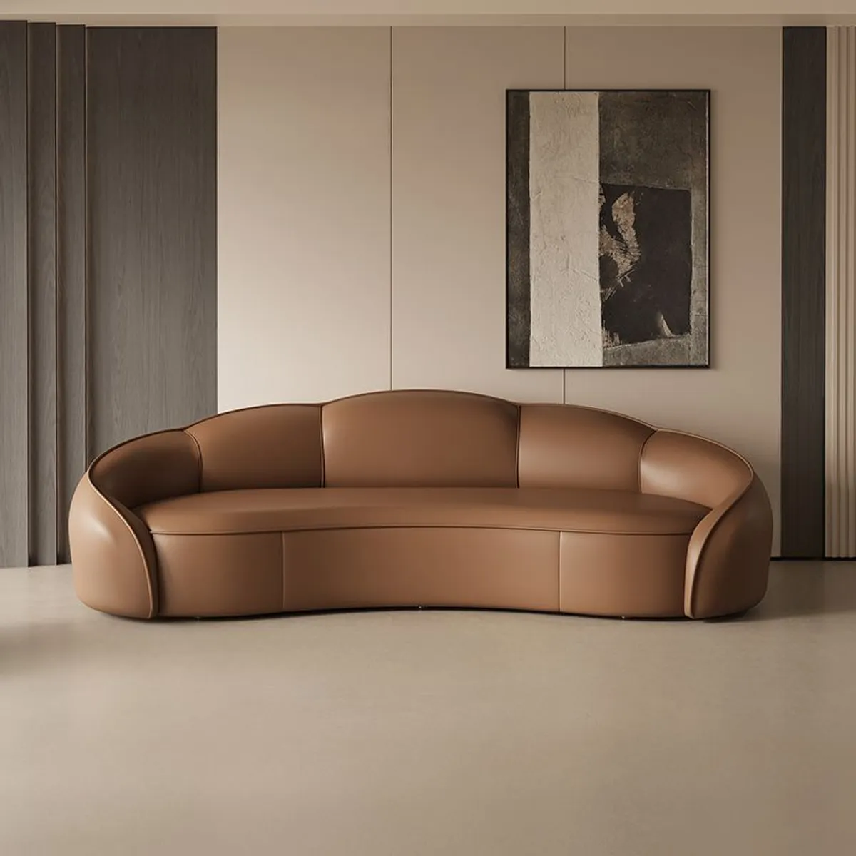 GENERICO - Sofá Curvo Milán  3 Cuerpos - Marron