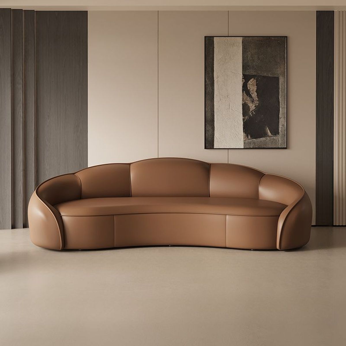 GENERICO - Sofá Curvo Milán  3 Cuerpos - Marron