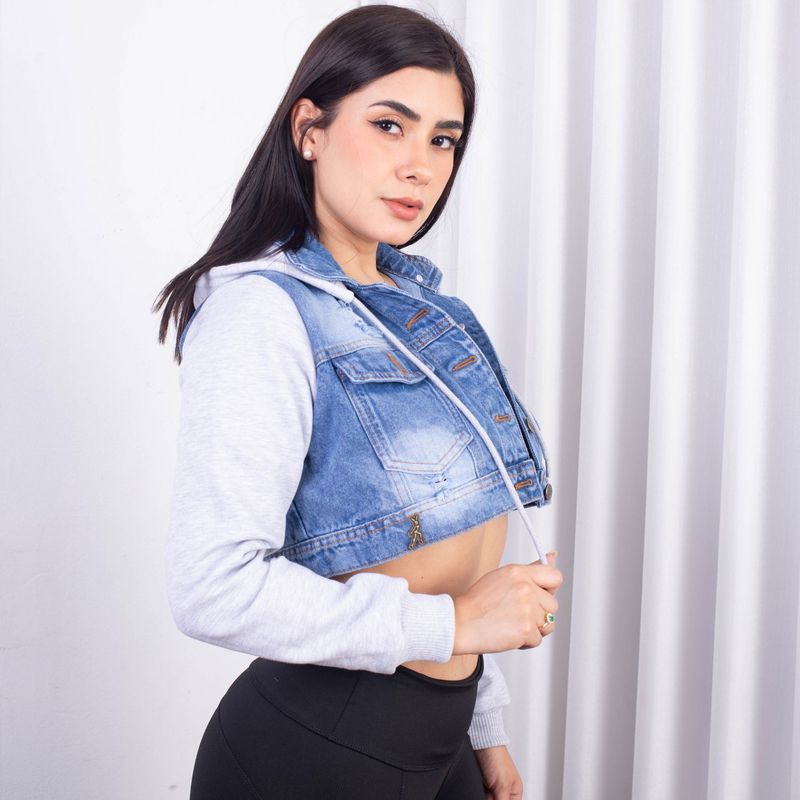 BENCUS JEANS - Casaca Jean Franela  Mujer Plomo