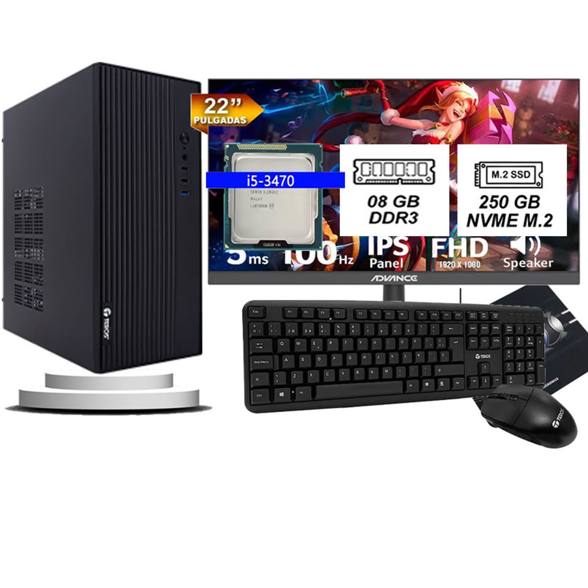 INTEL - Computadora Pc Intel Core i5 3470  Monitor 22 fhd' RAM 8GB SSD 256GB