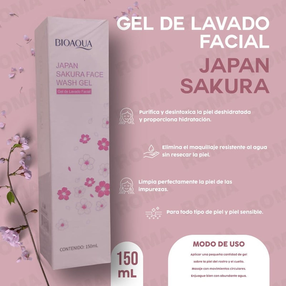 BIOAQUA - GEL DE LAVADO FACIAL JAPAN SAKURA 150 ML BIOAQUA