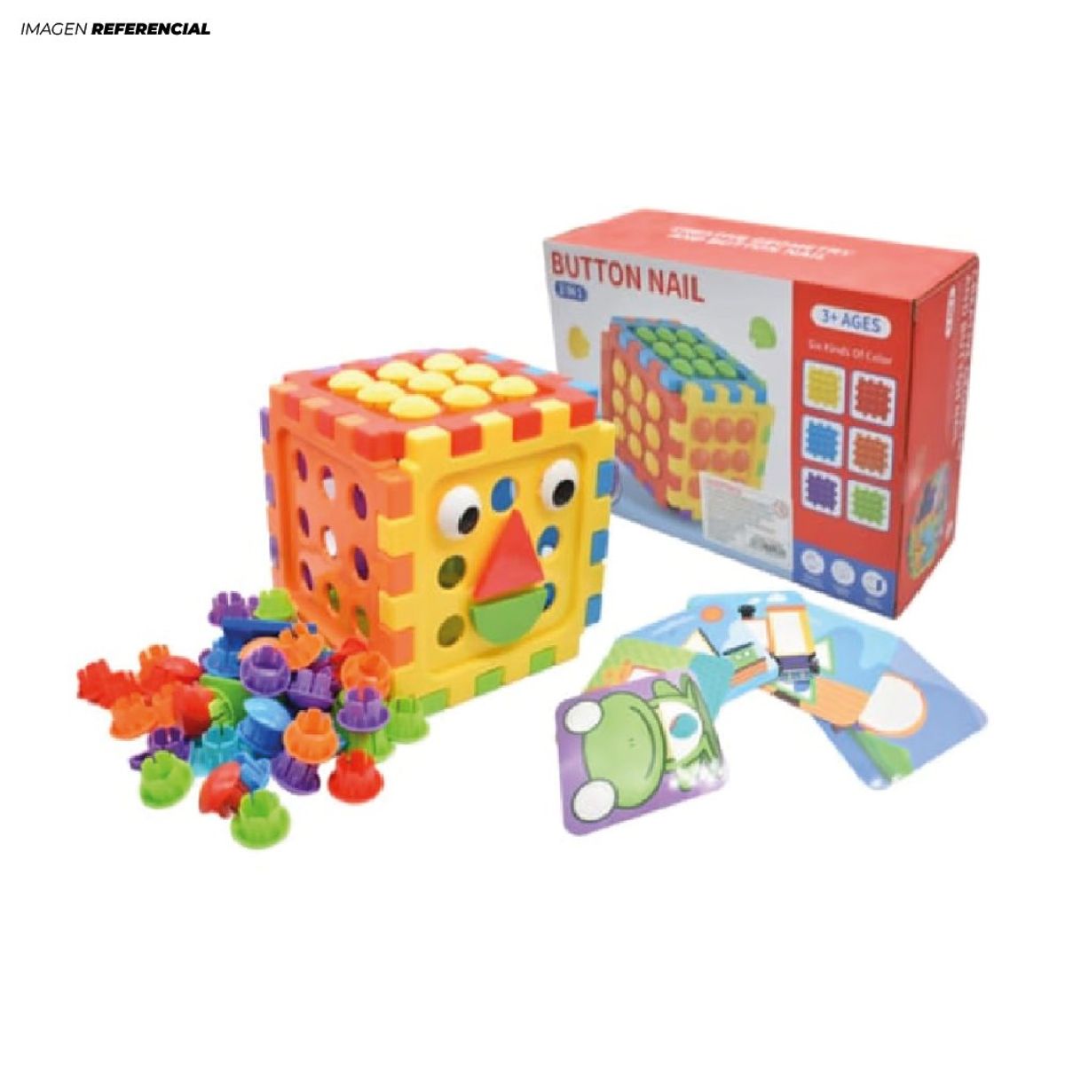 GENERICO - Cubo Didáctico Montessori 2 en 1 Mosaico y Armable