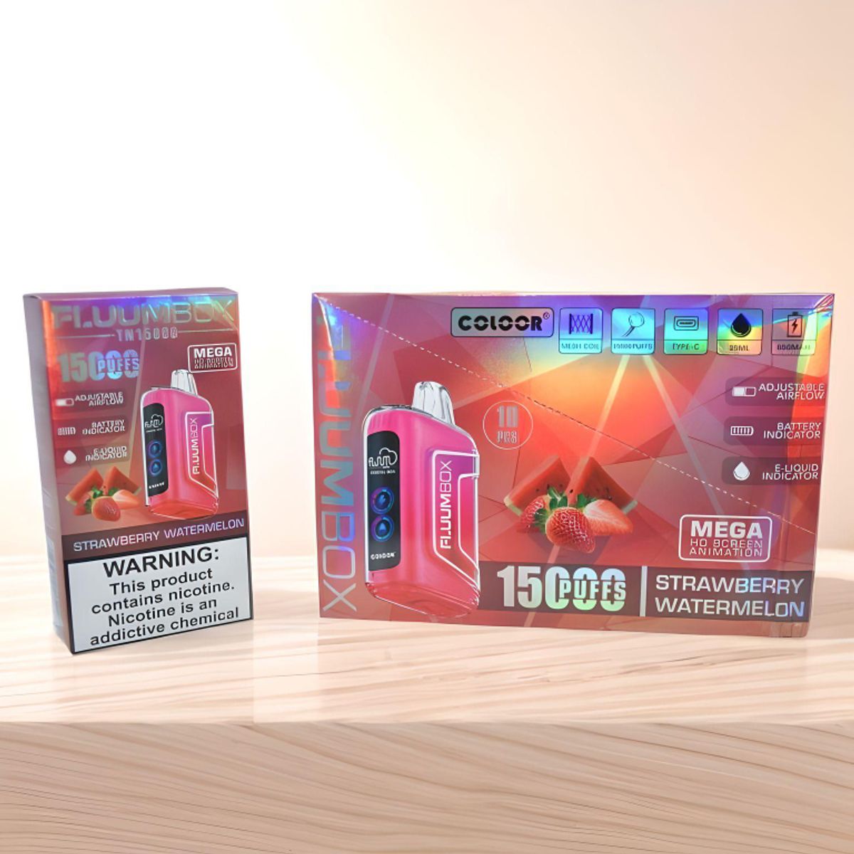 GENERICO - VAPEADOR FLUUMBOX STRAWBERRY WATERMELON DE 15000 PUFFS