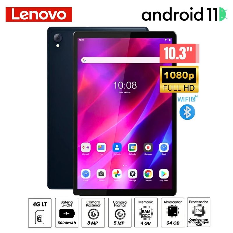 LENOVO - Tablet Lenovo Tab K10 TB-X6C6X 10.3"FHD Media Tek Helio P22T 4GB RAM 64GB SSD Android 11