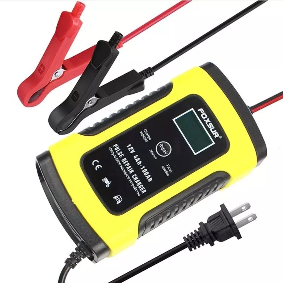 GENERICO - CARGADOR DE BATERÍA 12V AUTOMATICO CARGA RAPIDA AUTO MOTO