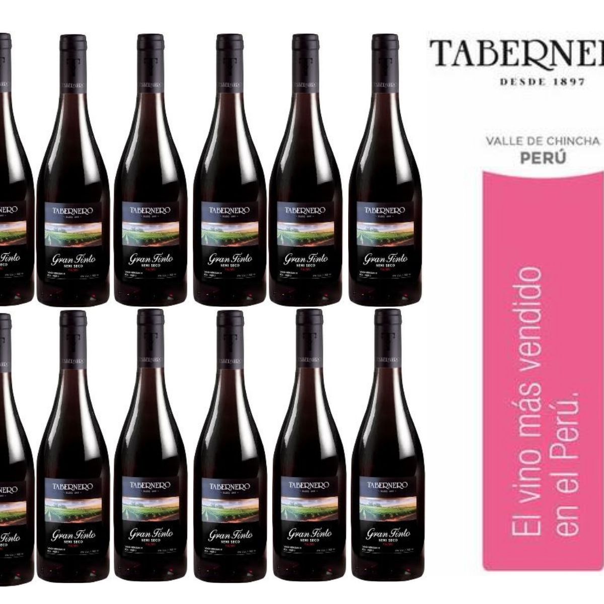 TABERNERO - Vino Tabernero Gran Tinto Semi Seco 750ml - 12 UND