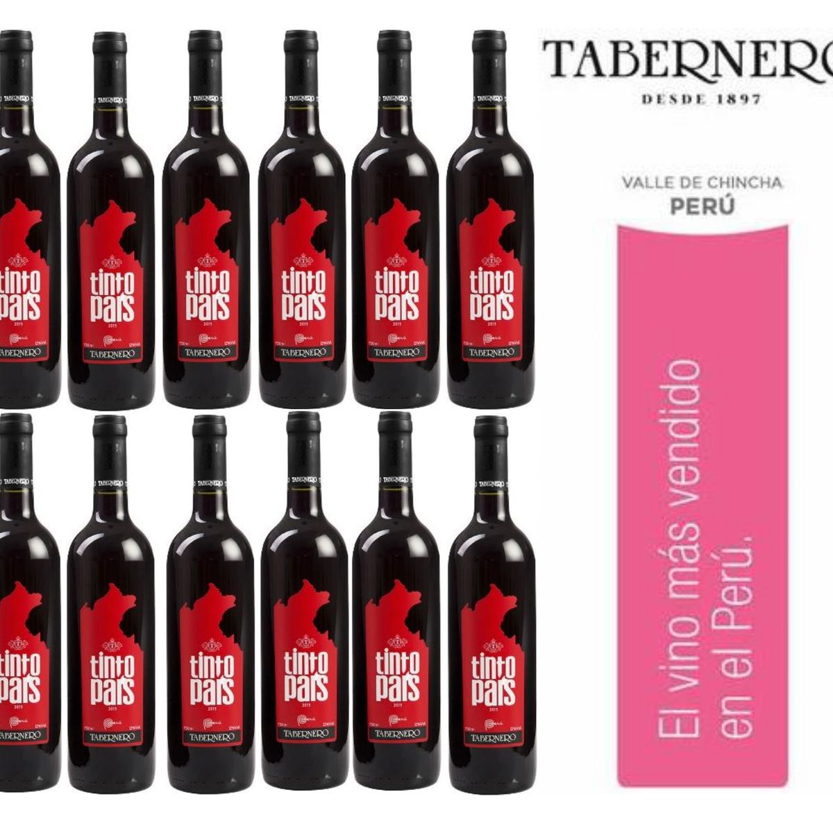TABERNERO - Vino Tabernero Tinto Pais 750ml - 12 UND