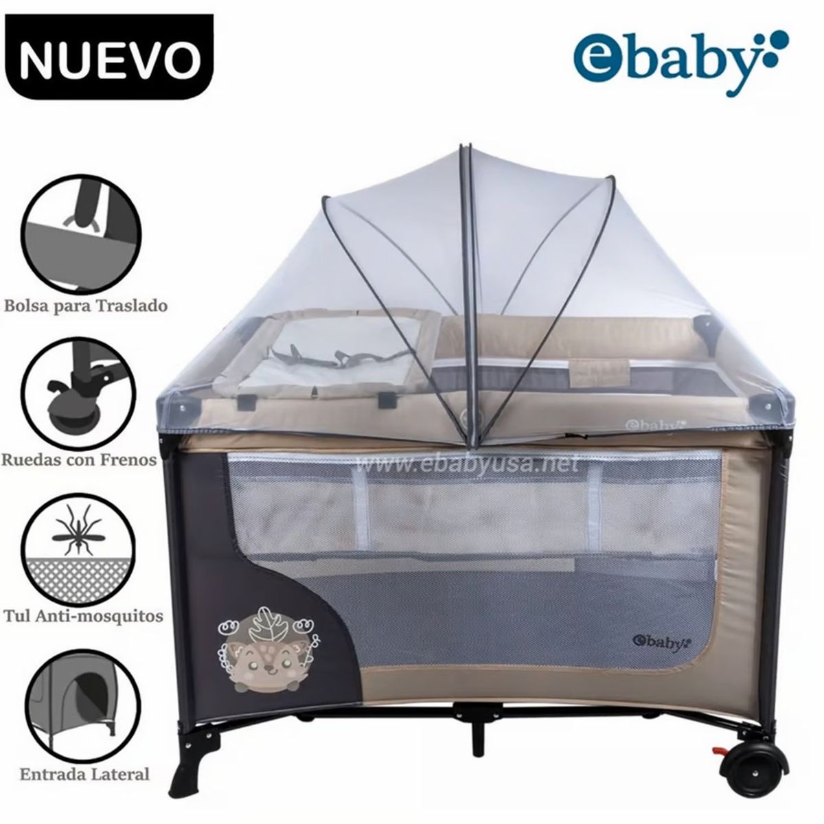EBABY - Cuna Corral Happy Dream beige 727-2 + Colchón