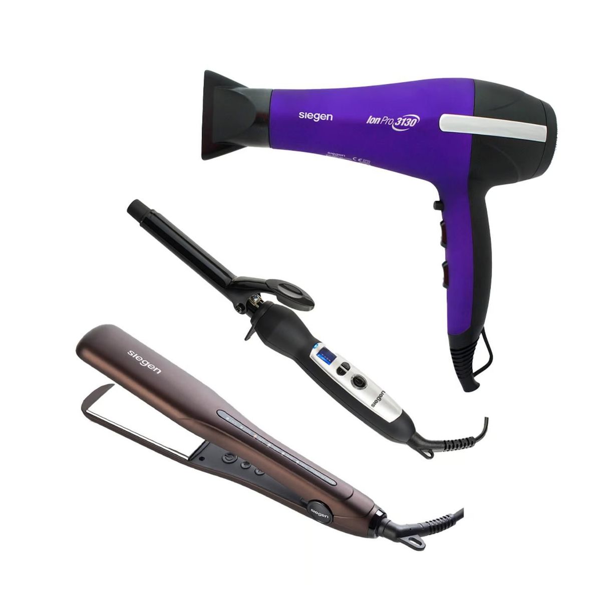 SIEGEN - combo Secadora Sg 3130 M + Ondulador Sg2502 + Alisador Sg-4751 Titanio