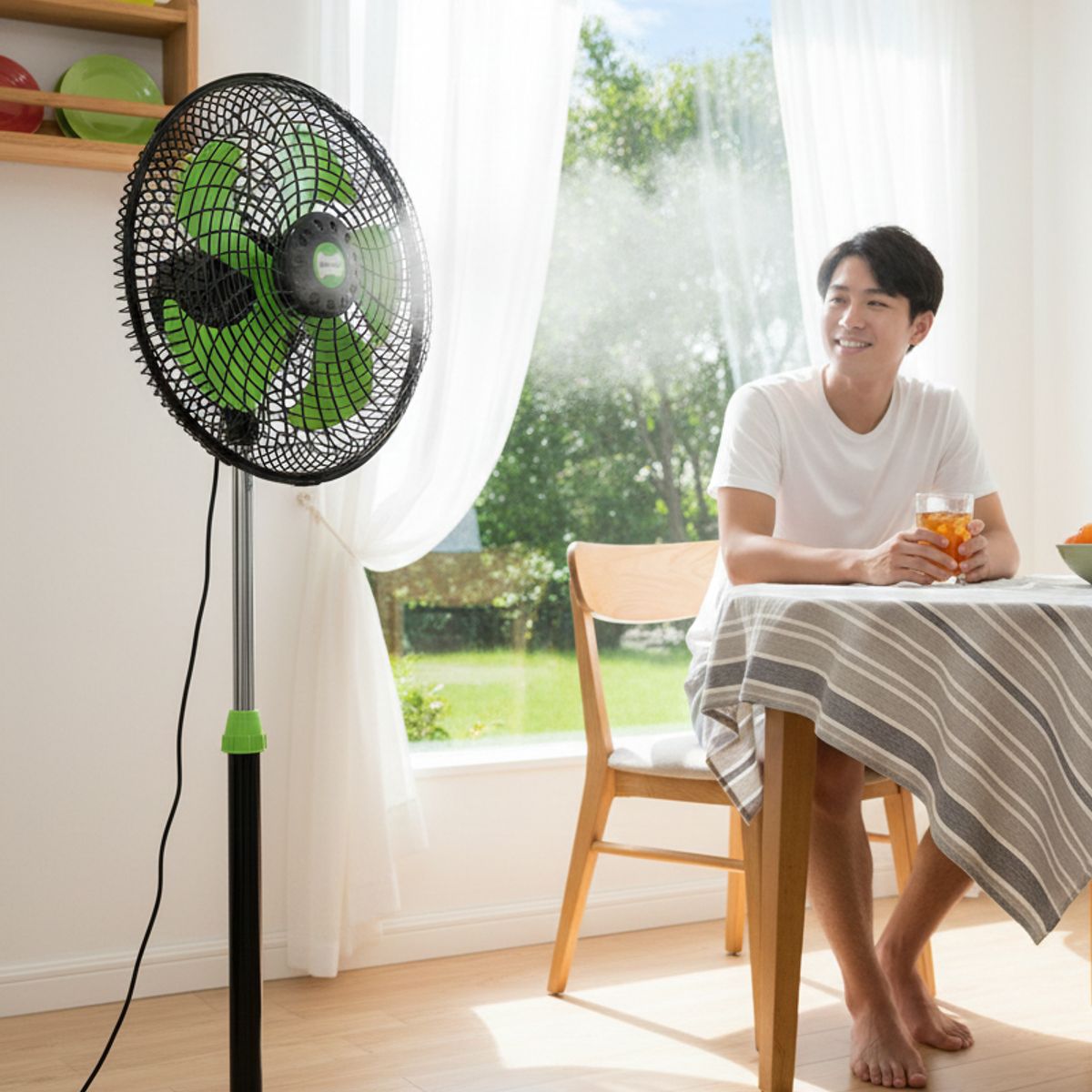 BOSSKO - Ventilador Pedestal 16" de 5 Aspas BOSSKO BK-8314VC Verde