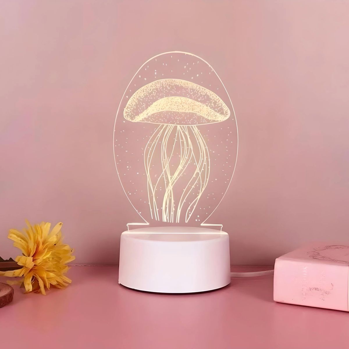 GENERICO - LÁMPARA 3D LUCES DE ILUSIÓN 3D LUZ CÁLIDA DISEÑO MEDUZA